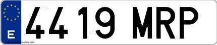 Ejemplo de matrícula española 4419 MRP