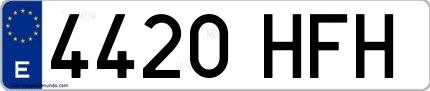 Ejemplo de matrícula española 4420 HFH
