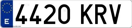 Ejemplo de matrícula de coche ordinaria 4420 KRV