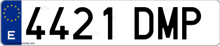 Ejemplo de matrícula de coche ordinaria 4421 DMP