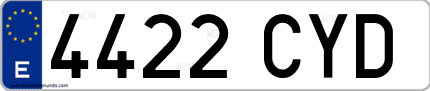 Ejemplo de matrícula de coche ordinaria 4422 CYD