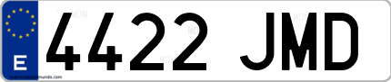 Ejemplo de matrícula de coche ordinaria 4422 JMD