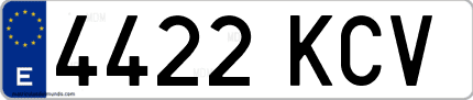 Ejemplo de matrícula de coche ordinaria 4422 KCV