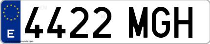Ejemplo de matrícula de coche ordinaria 4422 MGH