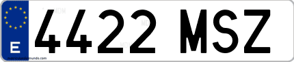 Ejemplo de matrícula de coche ordinaria 4422 MSZ