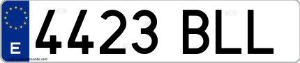Ejemplo de matrícula española 4423 BLL