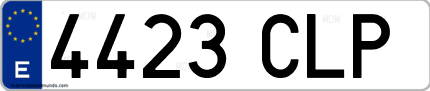 Ejemplo de matrícula de coche ordinaria 4423 CLP