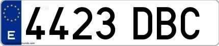 Ejemplo de matrícula española 4423 DBC