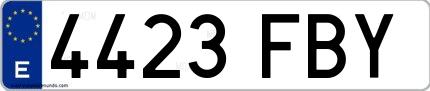 Ejemplo de matrícula española 4423 FBY