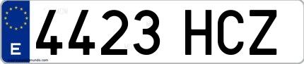Ejemplo de matrícula española 4423 HCZ