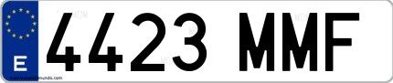 Ejemplo de matrícula española 4423 MMF