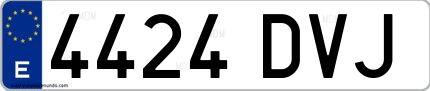 Ejemplo de matrícula española 4424 DVJ