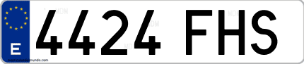 Ejemplo de matrícula de coche ordinaria 4424 FHS