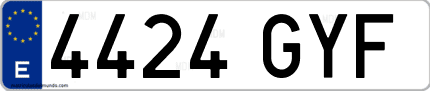 Ejemplo de matrícula de coche ordinaria 4424 GYF