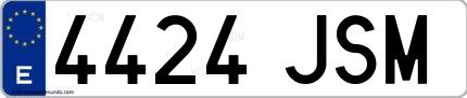Ejemplo de matrícula española 4424 JSM