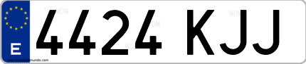 Ejemplo de matrícula de coche ordinaria 4424 KJJ