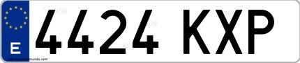 Ejemplo de matrícula española 4424 KXP