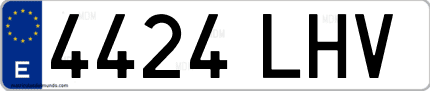 Ejemplo de matrícula de coche ordinaria 4424 LHV