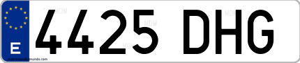 Ejemplo de matrícula de coche ordinaria 4425 DHG