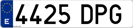 Ejemplo de matrícula de coche ordinaria 4425 DPG