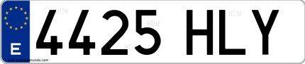Ejemplo de matrícula española 4425 HLY