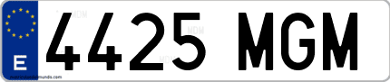 Ejemplo de matrícula de coche ordinaria 4425 MGM