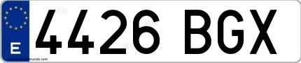 Ejemplo de matrícula española 4426 BGX