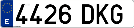 Ejemplo de matrícula de coche ordinaria 4426 DKG