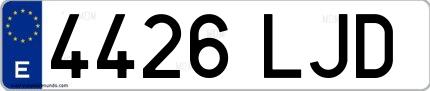 Ejemplo de matrícula española 4426 LJD