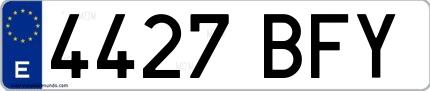 Ejemplo de matrícula española 4427 BFY
