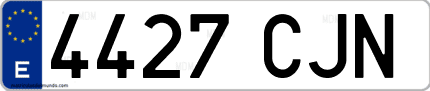 Ejemplo de matrícula de coche ordinaria 4427 CJN