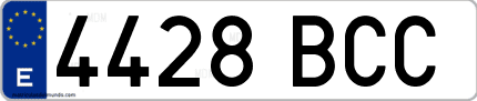 Ejemplo de matrícula de coche ordinaria 4428 BCC
