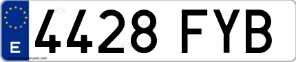 Ejemplo de matrícula de coche ordinaria 4428 FYB