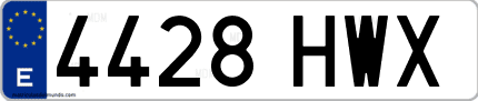 Ejemplo de matrícula de coche ordinaria 4428 HWX
