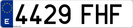 Ejemplo de matrícula de coche ordinaria 4429 FHF