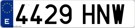 Ejemplo de matrícula de coche ordinaria 4429 HNW