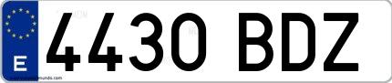 Ejemplo de matrícula española 4430 BDZ