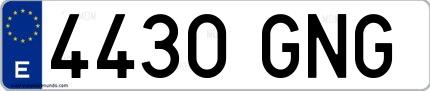 Ejemplo de matrícula española 4430 GNG