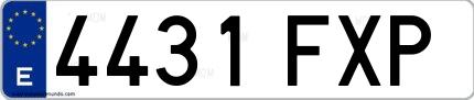 Ejemplo de matrícula española 4431 FXP