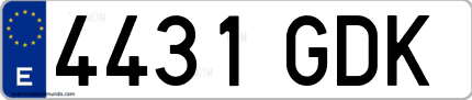 Ejemplo de matrícula de coche ordinaria 4431 GDK