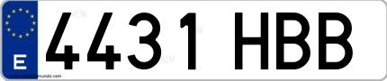 Ejemplo de matrícula española 4431 HBB