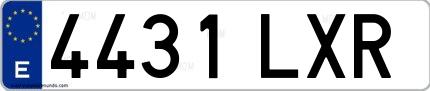 Ejemplo de matrícula española 4431 LXR