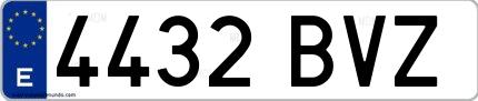 Ejemplo de matrícula española 4432 BVZ