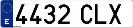 Ejemplo de matrícula española 4432 CLX
