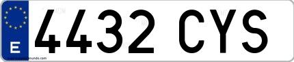 Ejemplo de matrícula española 4432 CYS