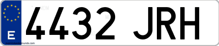 Ejemplo de matrícula de coche ordinaria 4432 JRH