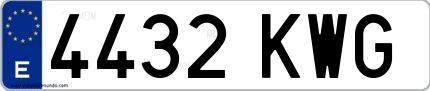Ejemplo de matrícula española 4432 KWG