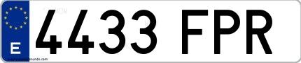 Ejemplo de matrícula española 4433 FPR