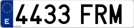 Ejemplo de matrícula de coche ordinaria 4433 FRM