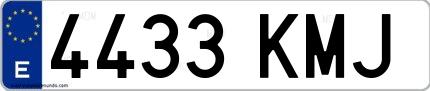Ejemplo de matrícula española 4433 KMJ